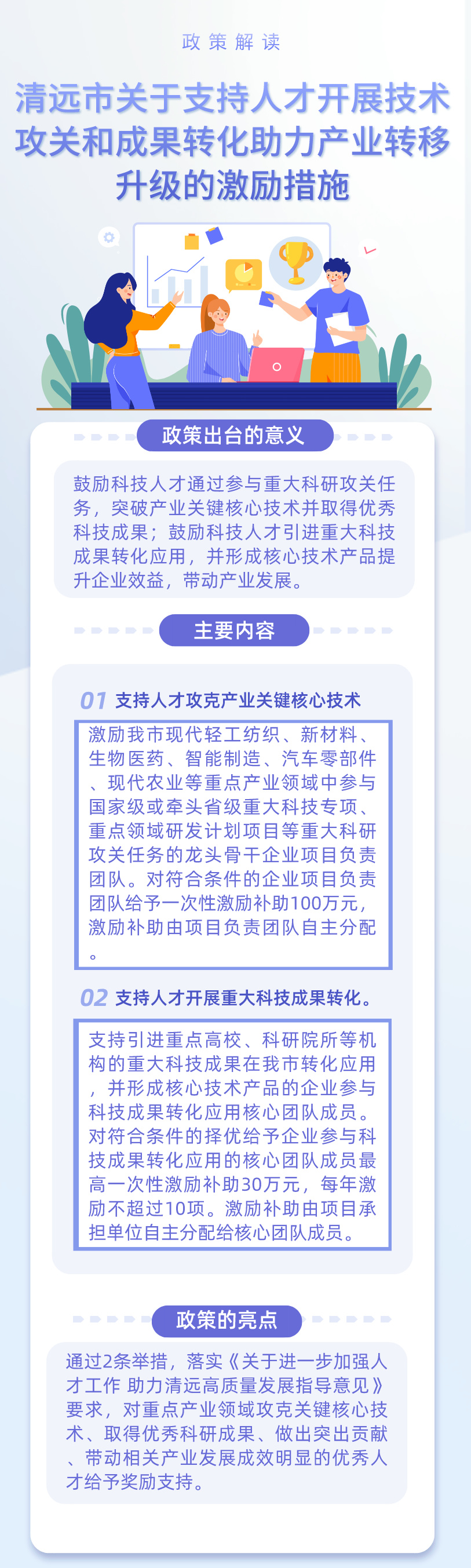 一圖讀懂《清遠市關于支持人才開展技術(shù)攻關和成果轉(zhuǎn)化助力產(chǎn)業(yè)轉(zhuǎn)移升級的激勵措施》.jpg